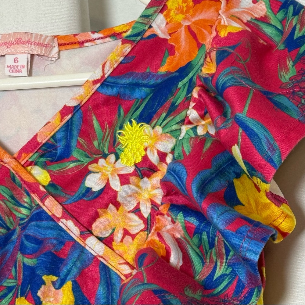 Tommy Bahama Girls Floral Dress Pink Size 6 - Picture 7 of 11